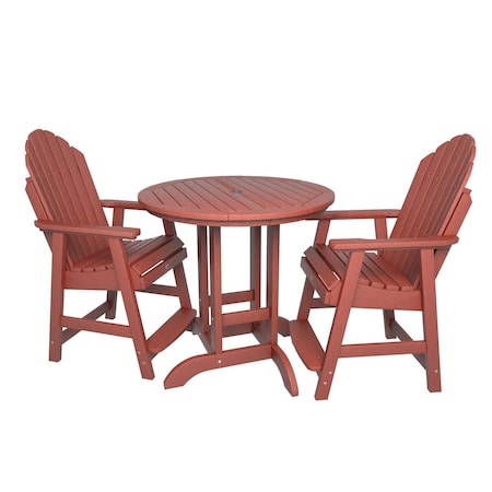 Highwood Usa Hamilton 3pc Round Counter Height Outdoor Patio Furniture Dining Set AD-CNA36-RED